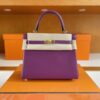 H Factory Bags Kelly Swift Leather Purple & Lemon Yellow Gold Hardware 25cm Full Handmade