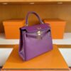 H Factory Bags Kelly Swift Leather Purple & Lemon Yellow Gold Hardware 25cm Full Handmade