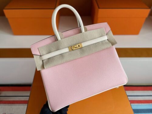 mmexport1754539092878-1024x782-1 H Factory Bags Birkin Chever Leather Sakura Pink & Cream White Gold Hardware 25cm Full Handmade