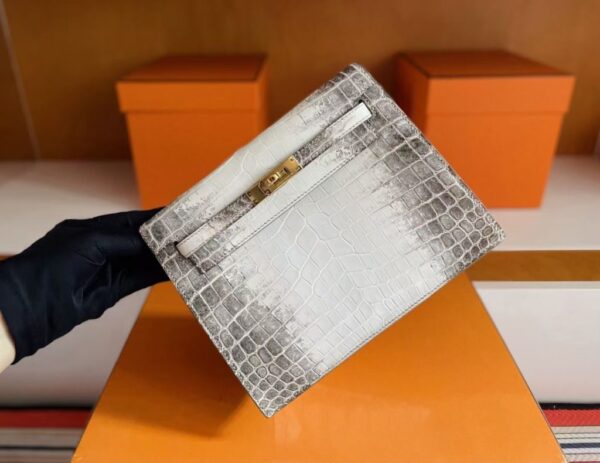 H Factory Bags Kelly Danse Matte Crocodile Himalaya Gold Hardware 22cm Full Handmade