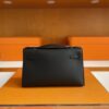 H Factory Bags Mini Kelly Pochette Swift Leather Black Silver Hardware 22cm Full Handmade