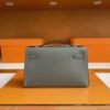 H Factory Bags Mini Kelly Pochette Swift Leather 8F Grey Gold Hardware 22cm Full Handmade