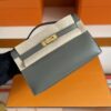 H Factory Bags Mini Kelly Pochette Swift Leather 8F Grey Gold Hardware 22cm Full Handmade