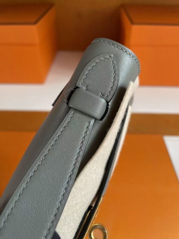 H Factory Bags Mini Kelly Pochette Swift Leather 8F Grey Gold Hardware 22cm Full Handmade