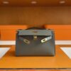 H Factory Bags Mini Kelly Pochette Swift Leather 8F Grey Gold Hardware 22cm Full Handmade