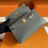 H Factory Bags Mini Kelly Pochette Swift Leather 8F Grey Gold Hardware 22cm Full Handmade