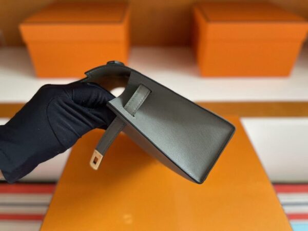 H Factory Bags Mini Kelly Pochette Swift Leather 8F Grey Gold Hardware 22cm Full Handmade