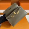 H Factory Bags Mini Kelly Pochette Swift Leather CK18 Etoupe Grey Gold Hardware 22cm Full Handmade