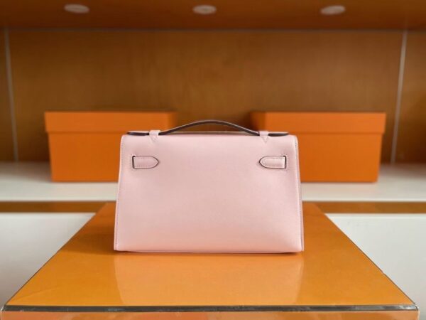 H Factory Bags Mini Kelly Pochette Swift Leather Cream Pink Gold Hardware 22cm Full Handmade