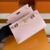 H Factory Bags Mini Kelly Pochette Swift Leather Cream Pink Gold Hardware 22cm Full Handmade