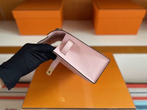 H Factory Bags Mini Kelly Pochette Swift Leather Cream Pink Gold Hardware 22cm Full Handmade