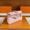 H Factory Bags Mini Kelly Pochette Swift Leather Cream Pink Gold Hardware 22cm Full Handmade