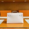 H Factory Bags Mini Kelly Pochette Swift Leather 3Q Light Pink Silver Hardware 22cm Full Handmade