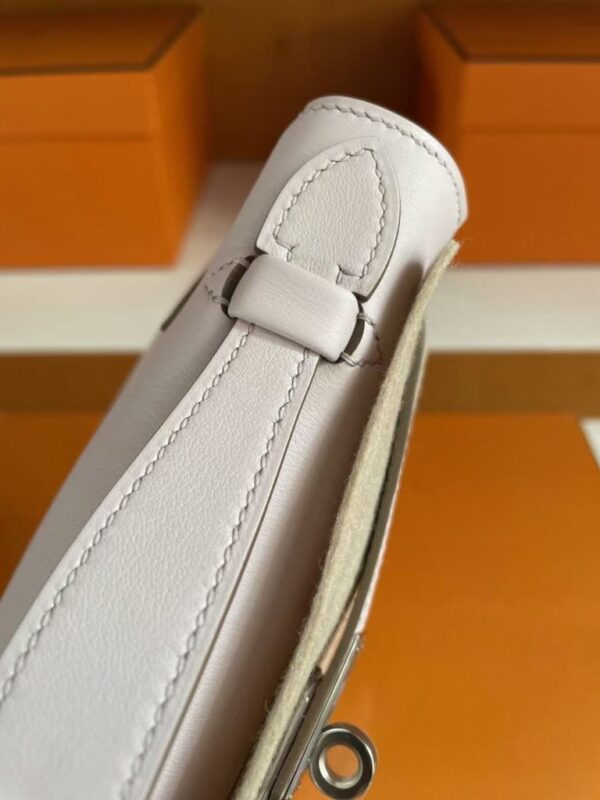 H Factory Bags Mini Kelly Pochette Swift Leather 3Q Light Pink Silver Hardware 22cm Full Handmade