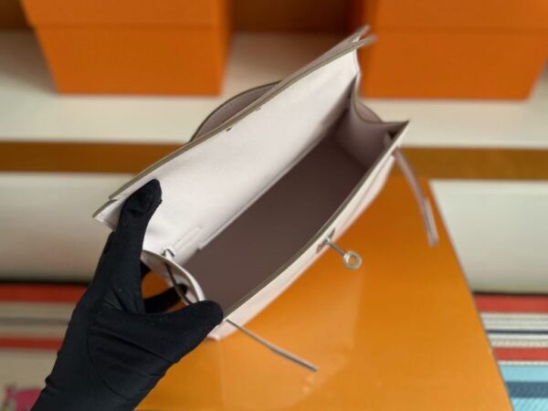 H Factory Bags Mini Kelly Pochette Swift Leather 3Q Light Pink Silver Hardware 22cm Full Handmade