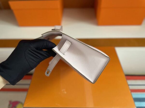 H Factory Bags Mini Kelly Pochette Swift Leather 3Q Light Pink Silver Hardware 22cm Full Handmade