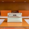 H Factory Bags Mini Kelly Pochette Swift Leather Light Green Silver Hardware 22cm Full Handmade