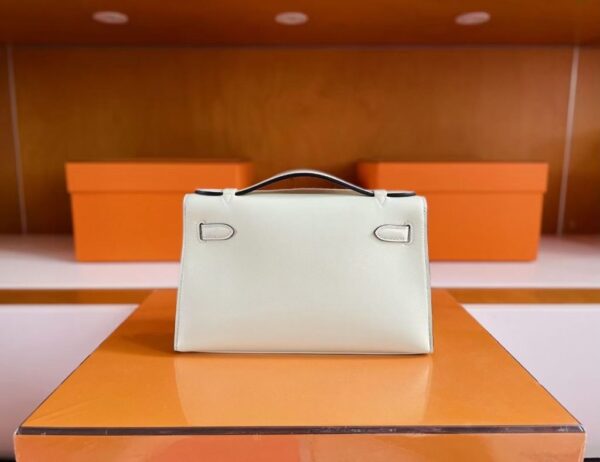 H Factory Bags Mini Kelly Pochette Swift Leather Light Green Silver Hardware 22cm Full Handmade