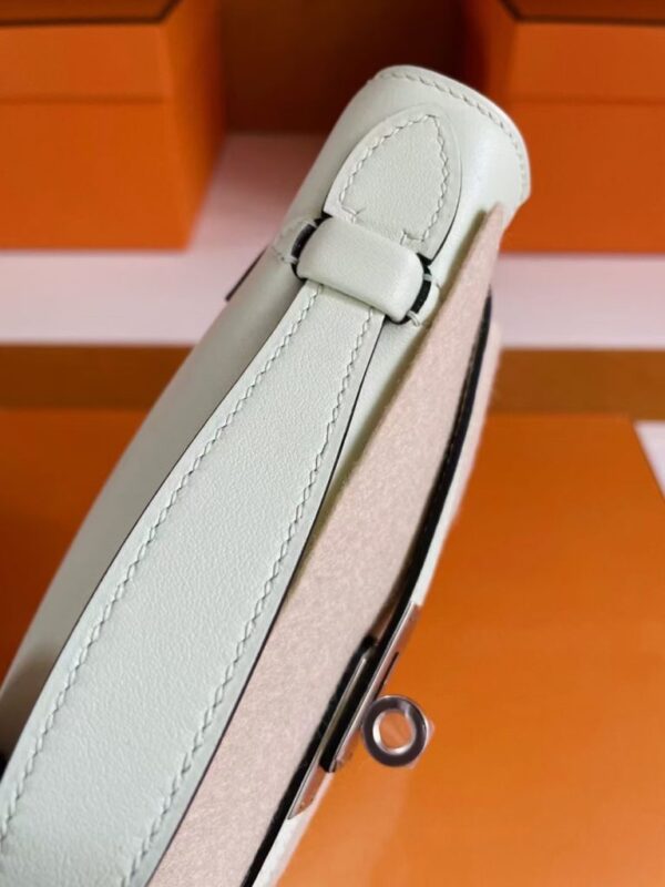 H Factory Bags Mini Kelly Pochette Swift Leather Light Green Silver Hardware 22cm Full Handmade