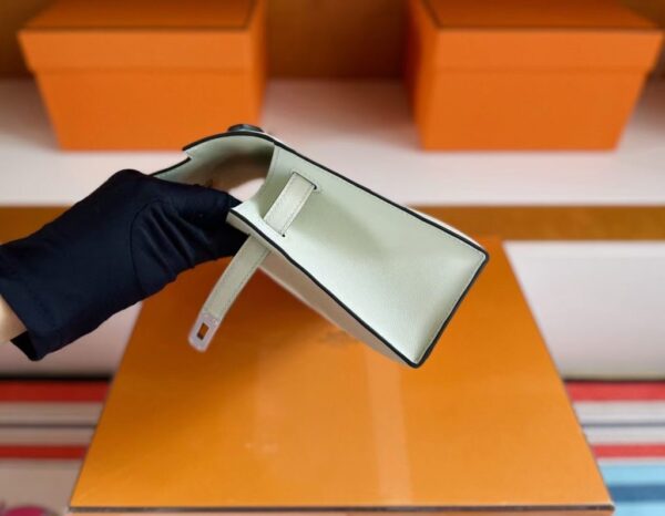 H Factory Bags Mini Kelly Pochette Swift Leather Light Green Silver Hardware 22cm Full Handmade