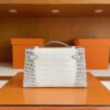 H Factory Bags Mini Kelly Pochette Matte Crocodile Himalaya Silver Hardware 22cm Full Handmade