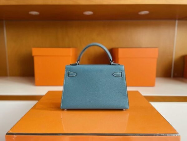 mmexport1754557480429-1024x776-1 H Factory Bags Mini Kelly Epsom Leather Denim Blue Silver Hardware 19cm Full Handmade