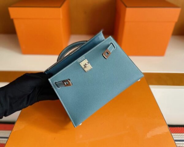 mmexport1754557486165-1024x819-1 H Factory Bags Mini Kelly Epsom Leather Denim Blue Silver Hardware 19cm Full Handmade