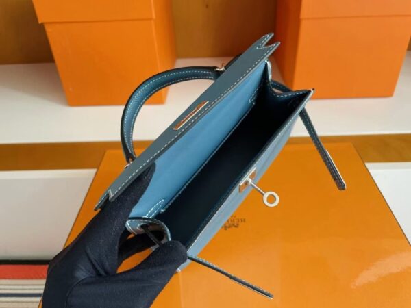 mmexport1754557489122-1024x768-1 H Factory Bags Mini Kelly Epsom Leather Denim Blue Silver Hardware 19cm Full Handmade