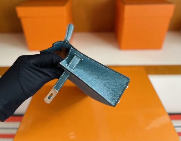 mmexport1754557490701-1024x798-1 H Factory Bags Mini Kelly Epsom Leather Denim Blue Silver Hardware 19cm Full Handmade