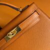 H Factory Bags Mini Kelly Epsom Leather Orange Gold Hardware 19cm Full Handmade