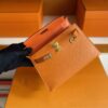 H Factory Bags Mini Kelly Epsom Leather Orange Gold Hardware 19cm Full Handmade