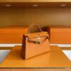 H Factory Bags Mini Kelly Epsom Leather Orange Gold Hardware 19cm Full Handmade