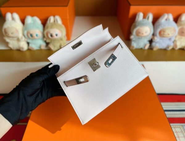 H Factory Mini Kelly Chever Leather Light Purple Pink Silver Hardware 19cm Full Handmade