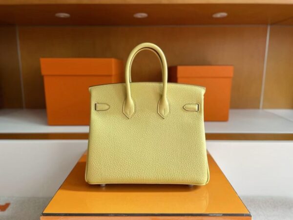 H Factory Bags Birkin Togo Leather 1Z Yellow Silver Hardware 25cm Full Handmade