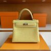 H Factory Bags Kelly Togo Leather 1Z Yellow Silver Hardware 25cm Full Handmade