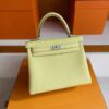 H Factory Bags Kelly Togo Leather 1Z Yellow Silver Hardware 25cm Full Handmade