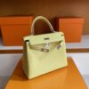 H Factory Bags Kelly Togo Leather 1Z Yellow Silver Hardware 25cm Full Handmade