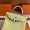 H Factory Bags Kelly Togo Leather 1Z Yellow Silver Hardware 25cm Full Handmade