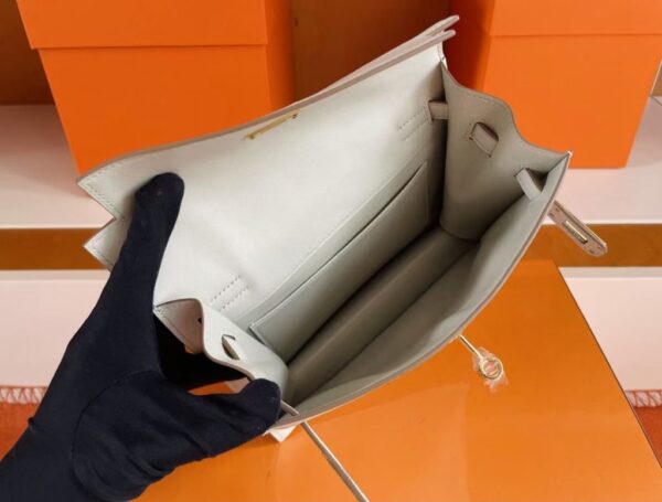 H Factory Bags Kelly Dance Swift Leather M4 Cream Grey Gold Hardware 22cm Full Handmade