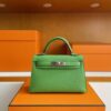 H Factory Bags Mini Kelly Epsom Leather Fresh Green Silver Hardware 19cm Full Handmade