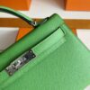 H Factory Bags Mini Kelly Epsom Leather Fresh Green Silver Hardware 19cm Full Handmade