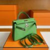 H Factory Bags Mini Kelly Epsom Leather Fresh Green Silver Hardware 19cm Full Handmade