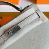 H Factory Bags Mini Kelly Epsom Leather Grayish White Silver Hardware 19cm Full Handmade