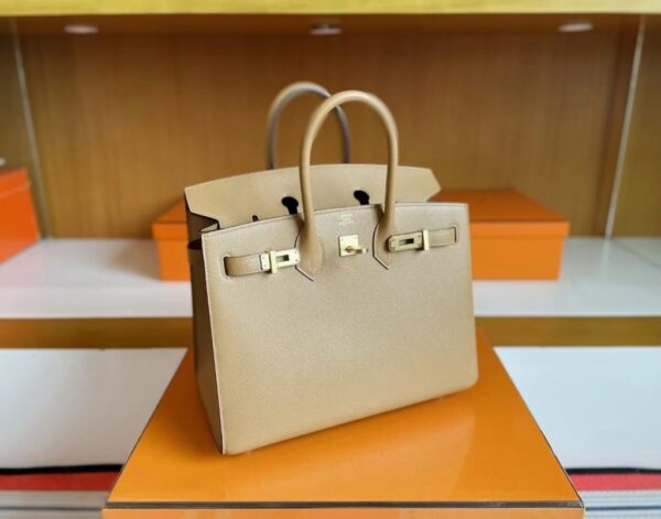 H Factory Bags Birkin Epsom Outer Seam Tea Khaki Gold Hardware 25cm Full Handmade