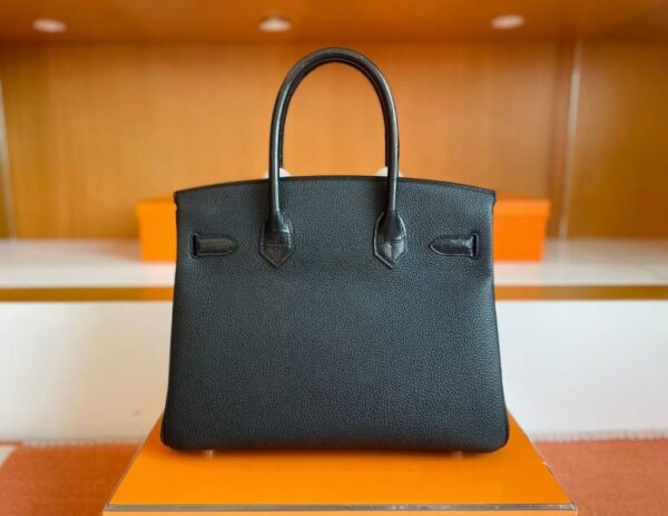 H Factory Bags Birkin Touch Togo & Matte Alligator Crocodile Black Silver Hardware 30cm Full Handmade