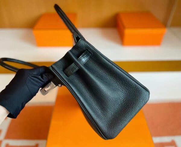 H Factory Bags Birkin Touch Togo & Matte Alligator Crocodile Black Silver Hardware 30cm Full Handmade