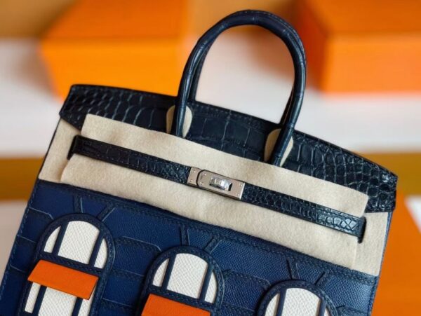 mmexport1755855079445-1024x769-1 H Factory Bags Birkin little house Togo & crocodile Deep Blue Silver Hardware 20cm Full Handmade