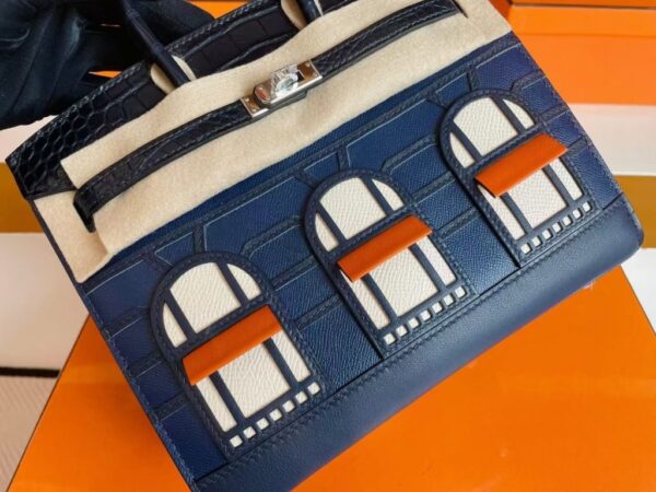 mmexport1755855080877-1024x768-1 H Factory Bags Birkin little house Togo & crocodile Deep Blue Silver Hardware 20cm Full Handmade