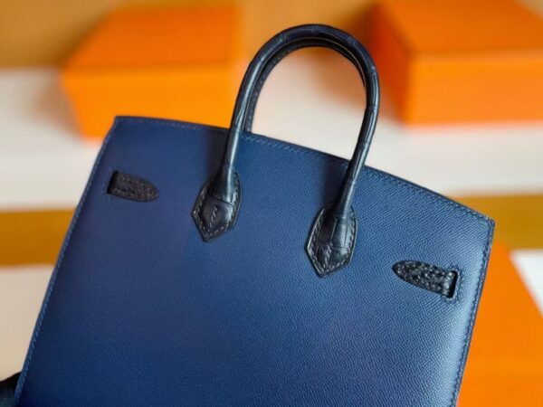 mmexport1755855082263-1024x768-1 H Factory Bags Birkin little house Togo & crocodile Deep Blue Silver Hardware 20cm Full Handmade