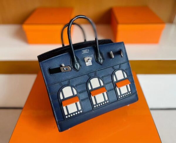 mmexport1755855087230-1024x832-1 H Factory Bags Birkin little house Togo & crocodile Deep Blue Silver Hardware 20cm Full Handmade